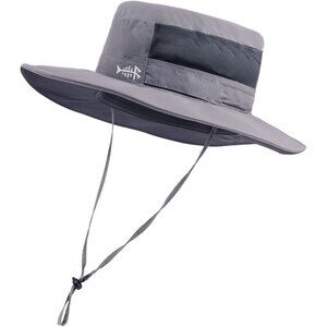 Unisex Grey 100% Nylon Shell Wide Brim Mesh Vent Neck Flap Classic Cowboy Hat